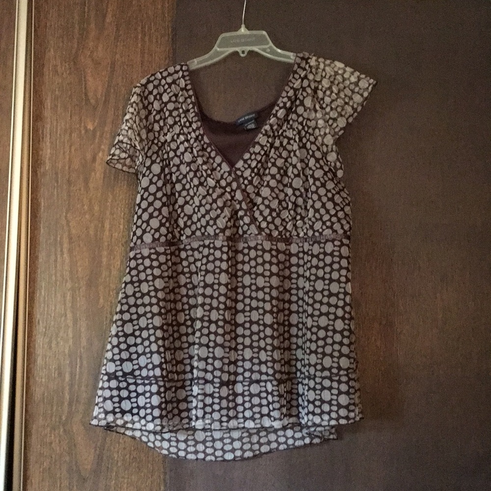 Polka dot dress top with mesh overlay